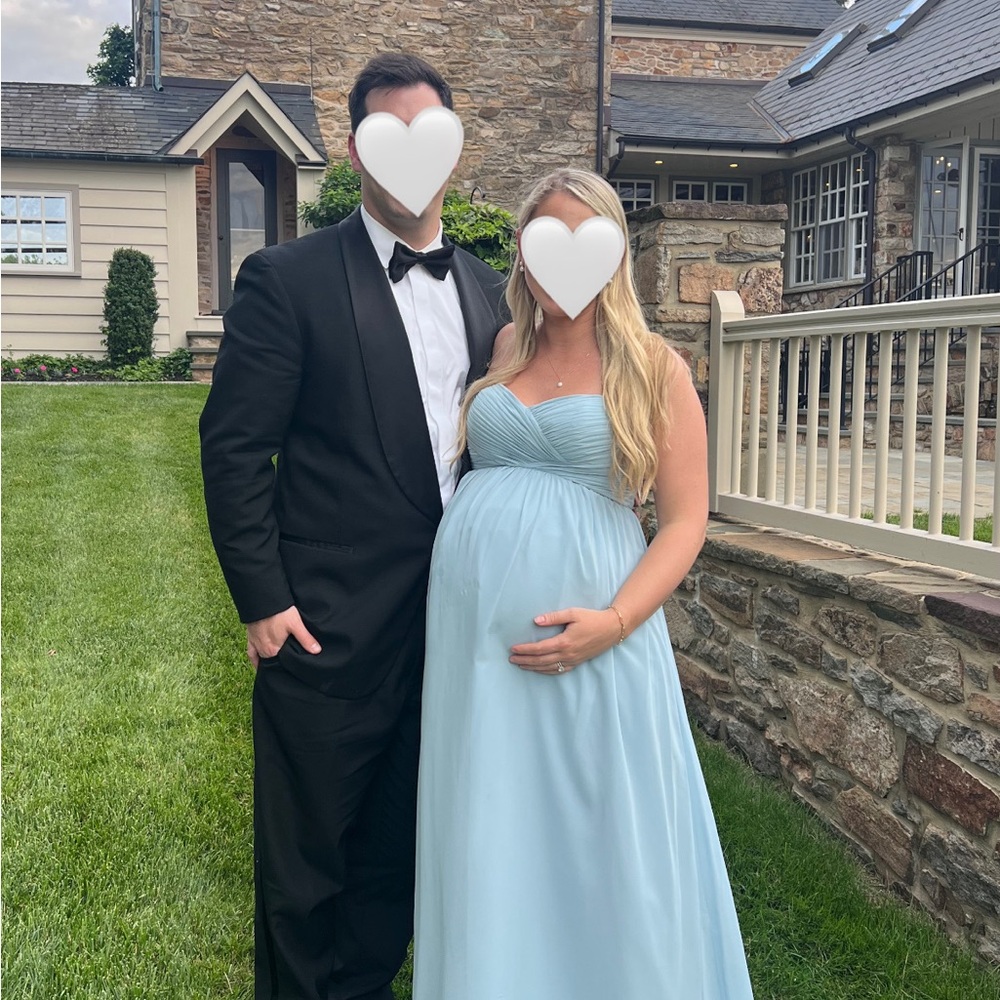 Revelry Maternity Kennedy Chiffon Strapless Bridesmaid Dress in Light Blue